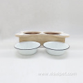 Pet Feeding Bowl with Wood Holder Dog Bowl